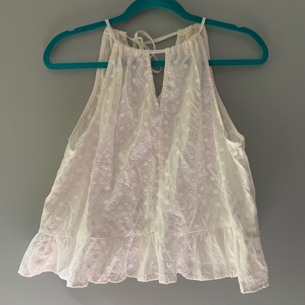 White Cotton Eyelet Top - S